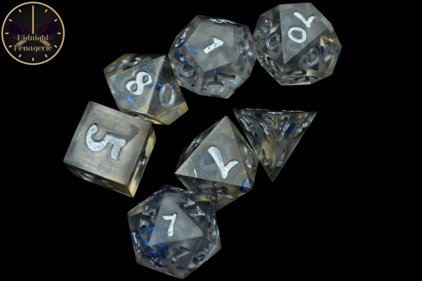 RPG Dice set 7-die handmade sharp edged resin dice
